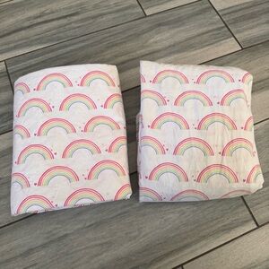 Pottery Barn Kids Pink Rainbow Heart Sheet Set 2 Piece Full Size Cotton